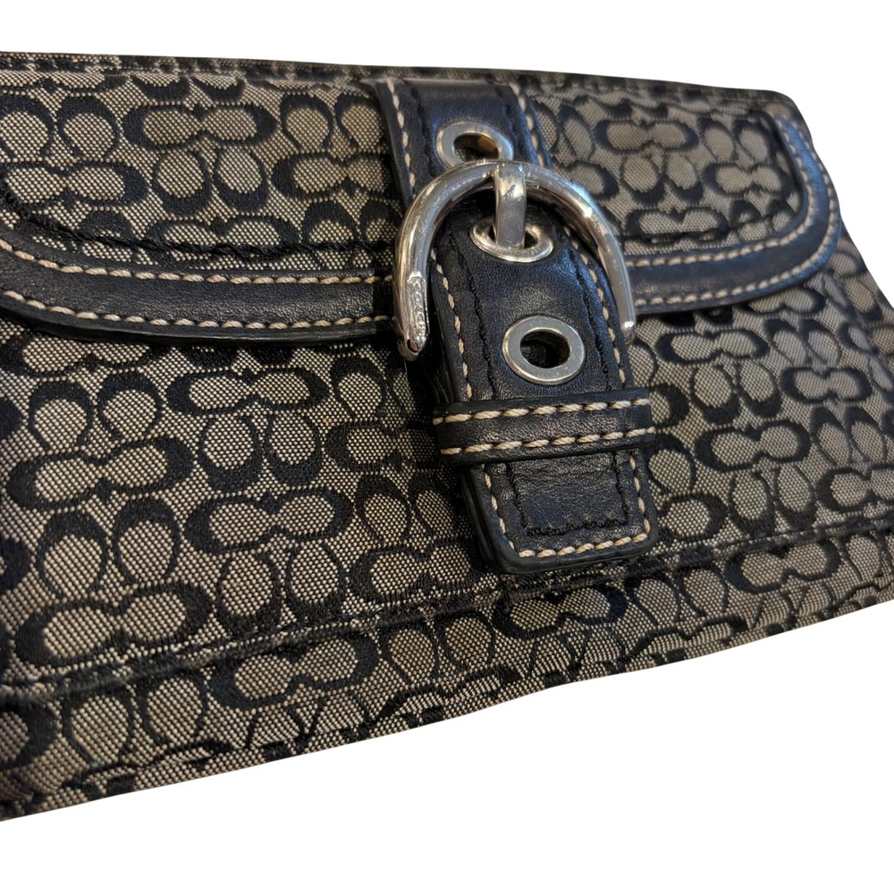 Coach Y2K Signature Jacquard Wristlet Black Gray Buckle Monogram micro C